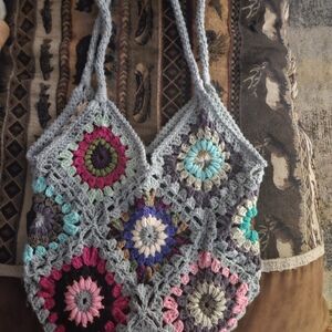 Multicolor Crochet Tote Bag